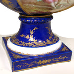 Antique French Sevres Style Porcelain 12" Urn or Garniture PAIR, Hand Painted Figural & Landscape Scenes