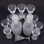 Antique Black Forest Carved 13.5" Liqueur Set, Tantalus in Portico or Gazebo Form, 14pc Glassware