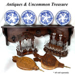 Antique Black Forest Carved 13.5" Liqueur Set, Tantalus in Portico or Gazebo Form, 14pc Glassware