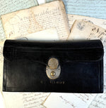 Antique French Leather Bank Folio, Accounting and Receipts Briefcase, Wallet, "E. Gamot"