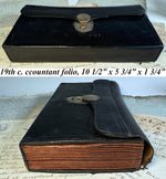 Antique French Leather Bank Folio, Accounting and Receipts Briefcase, Wallet, "E. Gamot"