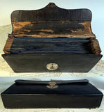 Antique French Leather Bank Folio, Accounting and Receipts Briefcase, Wallet, "E. Gamot"