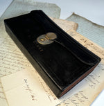Antique French Leather Bank Folio, Accounting and Receipts Briefcase, Wallet, "E. Gamot"