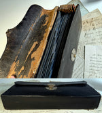 Antique French Leather Bank Folio, Accounting and Receipts Briefcase, Wallet, "E. Gamot"