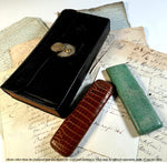 Antique French Leather Bank Folio, Accounting and Receipts Briefcase, Wallet, "E. Gamot"