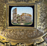 Antique Grand Tour Bronze Jewelry Box 4 Cameo and 8 Fine Roman Ruins Micro Mosaic Views, Plaques