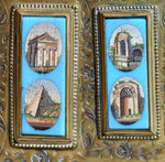 Antique Grand Tour Bronze Jewelry Box 4 Cameo and 8 Fine Roman Ruins Micro Mosaic Views, Plaques