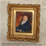 Antique Georgian Era Miniature Painting, Portrait of Man Holding Snuff Box in Ornate Gilt Frame
