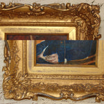 Antique Georgian Era Miniature Painting, Portrait of Man Holding Snuff Box in Ornate Gilt Frame