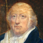 Antique Georgian Era Miniature Painting, Portrait of Man Holding Snuff Box in Ornate Gilt Frame