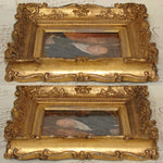 Antique Georgian Era Miniature Painting, Portrait of Man Holding Snuff Box in Ornate Gilt Frame