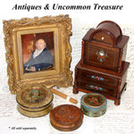 Antique Georgian Era Miniature Painting, Portrait of Man Holding Snuff Box in Ornate Gilt Frame