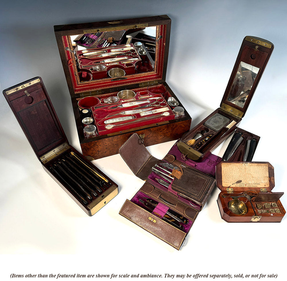 Fine Antique French Trousseau de Voyage, Semainier 7-day Razor Box, Coffret, Necessaire