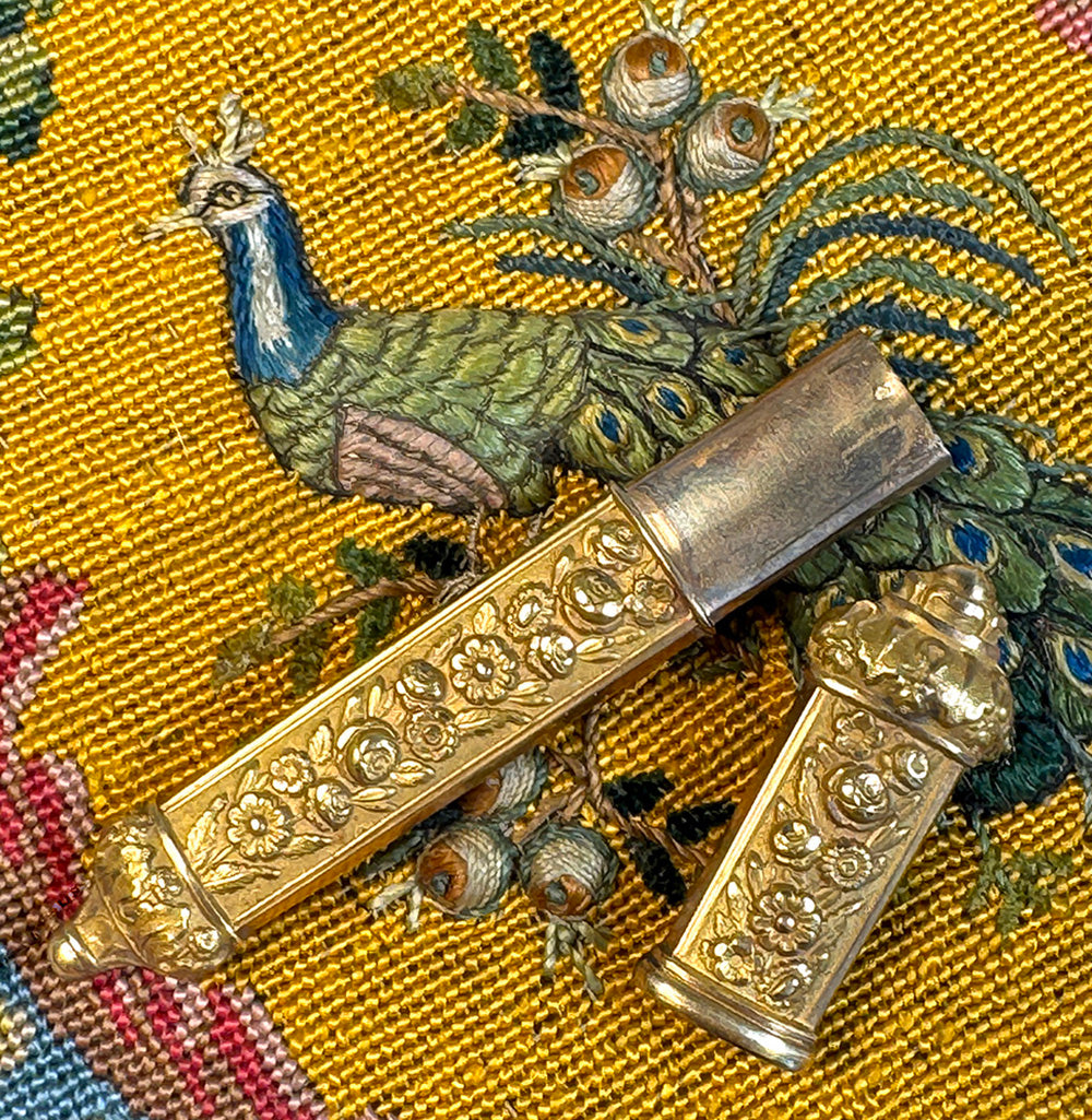 Antique Napoleon Era French Palais Royal 18k Gold Needle Case, Etui, Necessaire, no Box, Casket