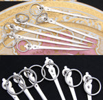 Charming Antique French Hallmarked Sterling Silver 6pc Skewer or Hatelet Set, 3.25” & 4.5"