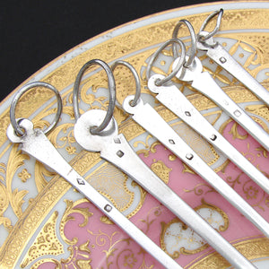 Lovely Antique French Hallmarked Sterling Silver 6pc Skewer or Hatelet Set, 7.75" to 9.75"