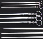 Gorgeous Antique French Hallmarked Sterling Silver 3pc 9" Skewer or Hatelet Set, Acanthus