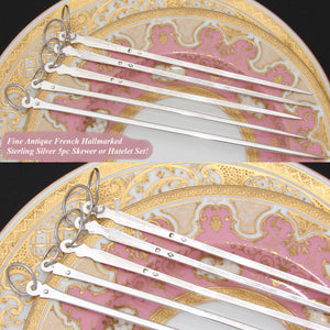 Lovely Antique French Hallmarked Sterling Silver 5pc Skewer or Hatelet Set, 7.25"-8.5"