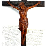 Fabulous Antique 26" Hand Carved Black Forest Style Crucifix, Wonderful Detail & Visual Appeal