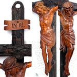 Fabulous Antique 26" Hand Carved Black Forest Style Crucifix, Wonderful Detail & Visual Appeal