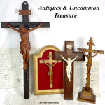 Fine Antique 17" Hand Carved Black Forest Style Crucifix, Expired Christ or Corpus, INRI Plaque