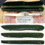 Rare Antique French 18k on Sterling Silver Vermeil & Mother of Pearl Knife, Original Shaped Box or Travel Etui