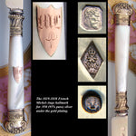 Rare Antique French 18k on Sterling Silver Vermeil & Mother of Pearl Knife, Original Shaped Box or Travel Etui