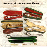 Rare Antique French 18k on Sterling Silver Vermeil & Mother of Pearl Knife, Original Shaped Box or Travel Etui