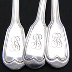 Antique French Sterling Silver 6pc Teaspoon Set in Coffin Shaped Leatherette Case, Etui