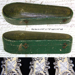 Antique French 18k on Sterling Silver Vermeil 8pc Teaspoon Set, Ornate Pattern & Shaped Leather Box, Etui