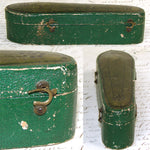 Antique French 18k on Sterling Silver Vermeil 8pc Teaspoon Set, Ornate Pattern & Shaped Leather Box, Etui