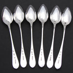 Antique French 1789-1809 Hallmarked Sterling Silver 6pc Teaspoon Set in Shaped & Tooled Leather Case, Etui