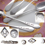 Antique French 1789-1809 Hallmarked Sterling Silver 6pc Teaspoon Set in Shaped & Tooled Leather Case, Etui