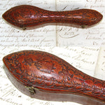 Antique French 1789-1809 Hallmarked Sterling Silver 6pc Teaspoon Set in Shaped & Tooled Leather Case, Etui