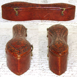 Antique French 1789-1809 Hallmarked Sterling Silver 6pc Teaspoon Set in Shaped & Tooled Leather Case, Etui