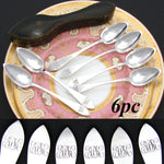 Elegant Antique French .800 (nearly sterling) Silver 6pc Teaspoon Set inShaped Green Leather Case, Etui