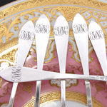 Elegant Antique French .800 (nearly sterling) Silver 6pc Teaspoon Set inShaped Green Leather Case, Etui