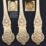 Antique French Gold Plated Solid Silver 6pc Teaspoon Set in Embossed Leather Coffin Shaped Case