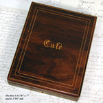 Elegant Antique French Vermeil Gold Plated Solid Silver 12pc Teaspoon Set, "Cafe" Inlaid Rosewood Box