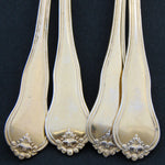 Elegant Antique French Vermeil Gold Plated Solid Silver 12pc Teaspoon Set, "Cafe" Inlaid Rosewood Box