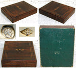 Elegant Antique French Vermeil Gold Plated Solid Silver 12pc Teaspoon Set, "Cafe" Inlaid Rosewood Box