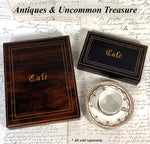 Antique French Vermeil on Sterling Silver & Porcelain Expresso Cup & Saucer Set, Floral Garland