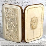 Antique Victorian Era Cigar or Spectacles Case, Purse, Exquisite Hand Carved Ivory