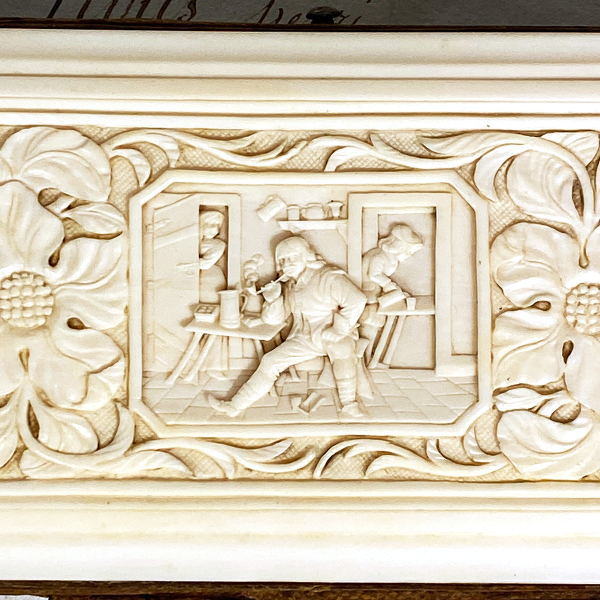 Antique Victorian Era Cigar or Spectacles Case, Purse, Exquisite Hand Carved Ivory