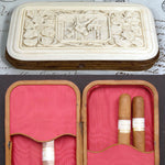 Antique Victorian Era Cigar or Spectacles Case, Purse, Exquisite Hand Carved Ivory