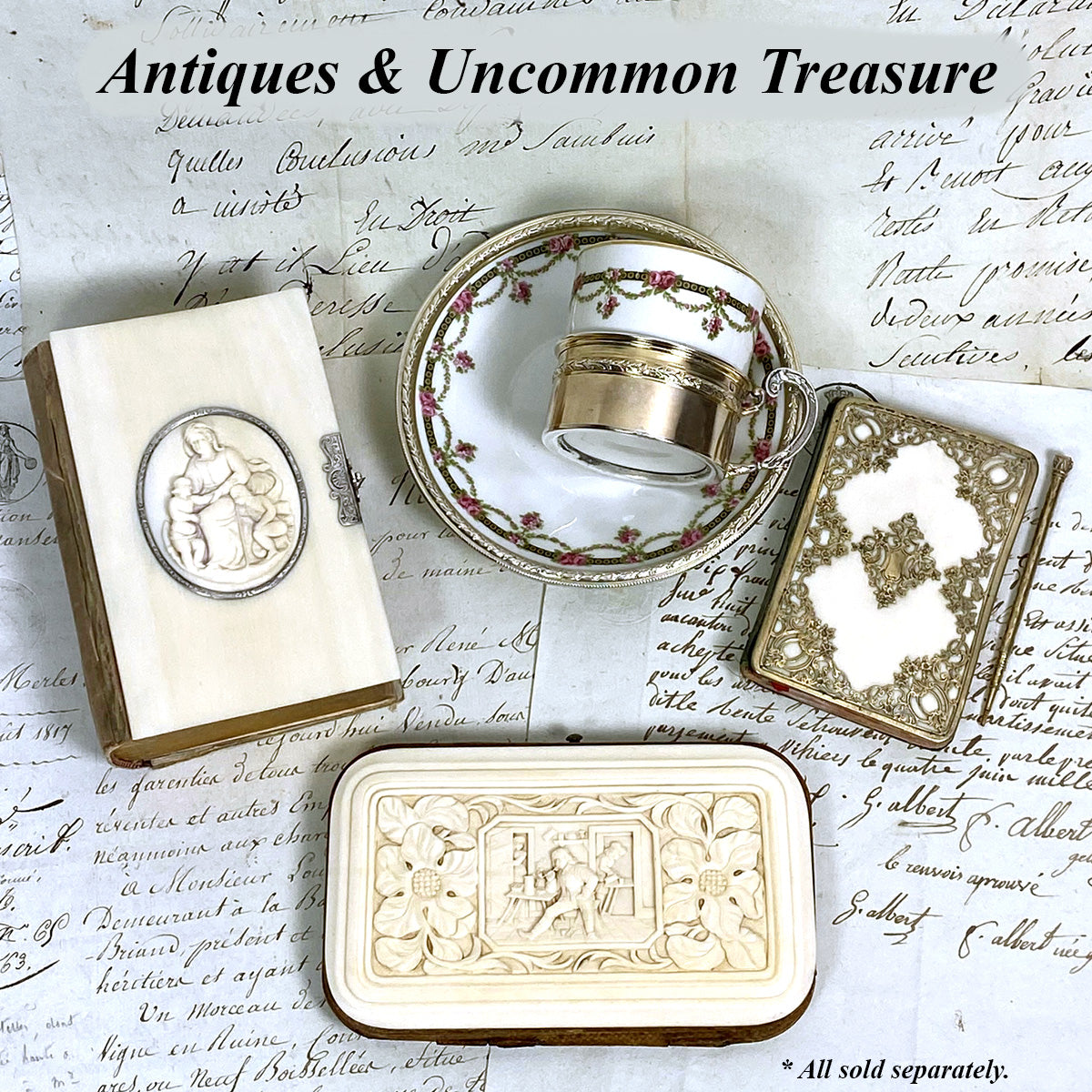 Antique Victorian Era Cigar or Spectacles Case, Purse, Exquisite Hand Carved Ivory