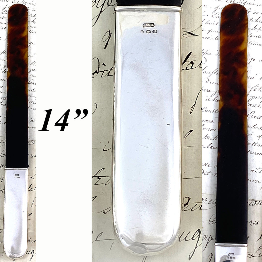 Antique English Hallmarked Sterling Silver & Tortoise Shell 14.25" Text or Book Page Turner