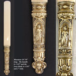 Antique Victorian Era Figural Brass or Bronze & Genuine Ivory Letter Opener or Page Turner