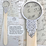 Rare Antique English Sterling Silver & Genuine Ivory 14" Text or Book Page Turner with Magnifying Glass