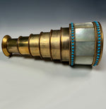 Fine Antique French Palais Royal 6-Draw Opera Glass Monocular, MOP and Persian Turquoise Jewels